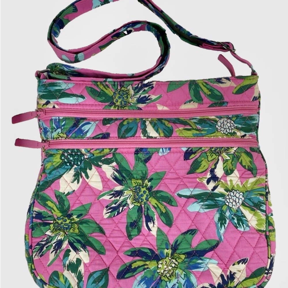 Vera Bradley Large Triple Zip Hipster Crossbody Bag in “Tropical Paradise” - Picture 2 of 10